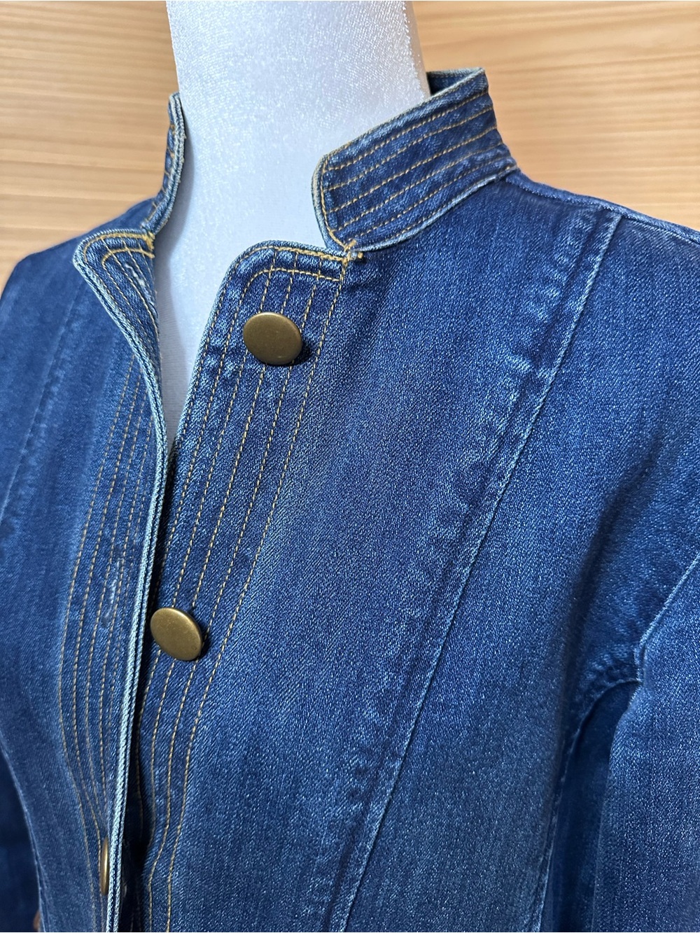david brooks Dark Blue Denim Jacket with Brass Buttons
